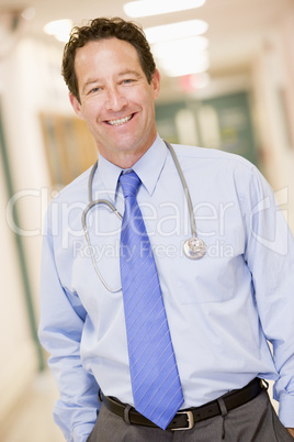 Doctor Standing In A Hospital Corridor