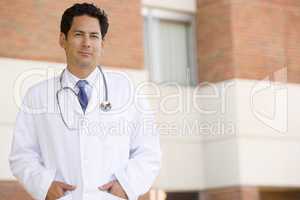 Doctor Standing Outside A Hospital