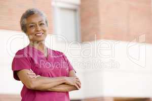 Nurse Standing Outside A Hospital