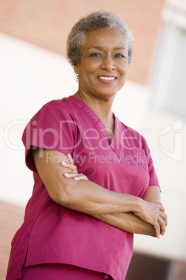 Nurse Standing Outside A Hospital