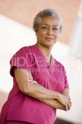 Nurse Standing Outside A Hospital