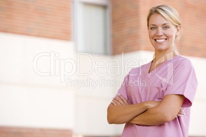 Nurse Standing Outside A Hospital