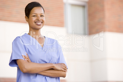 Nurse Standing Outside A Hospital