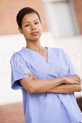 Nurse Standing Outside A Hospital