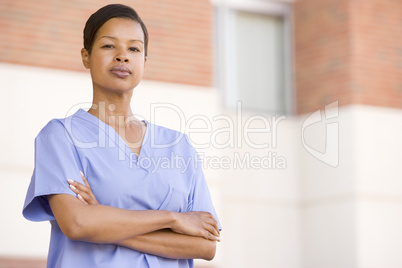 Nurse Standing Outside A Hospital