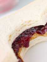 Peanut Butter And Raspberry Jelly Sandwich On White Bread