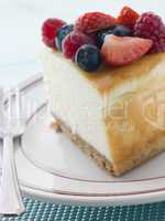 Slice Of New York Cheesecake On A Plate