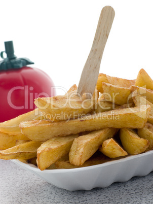 Portion Of Chips In A Polystyrene Tray