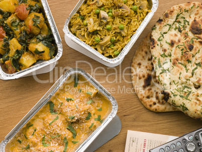 Chicken Korma, Sag Aloo, Mushroom Pilau And Naan Bread