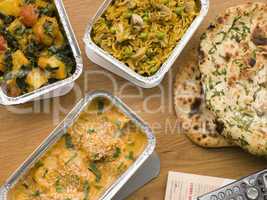 Chicken Korma, Sag Aloo, Mushroom Pilau And Naan Bread
