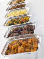 Selection Of Indian Take Away Dishes In Foil Containers