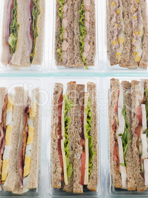 Selection Of Take Away Sandwiches In Plastic Triangles