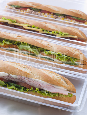Selection Of Baguettes In Plastic Packaging