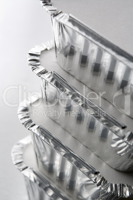 Stack Of Foil Take Away Containers