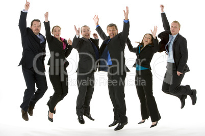 Group Of Business People Jumping In The Air
