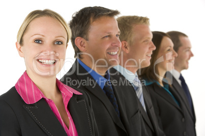 Group Of Business People In A Line Smiling