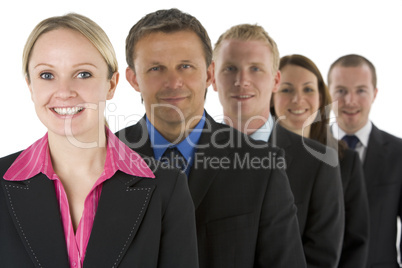 Group Of Business People In A Line Smiling