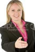 Businesswoman Holding  Her Hand Out Ready To Shake