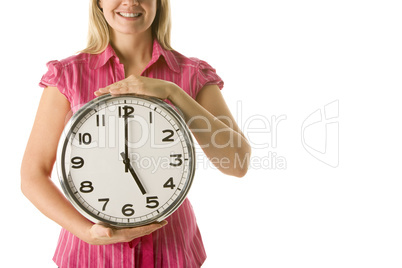 Woman Holding Clock