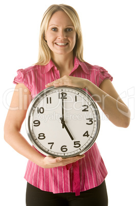 Woman Holding Clock