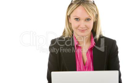 Businesswoman Sitting In Front Of Laptop