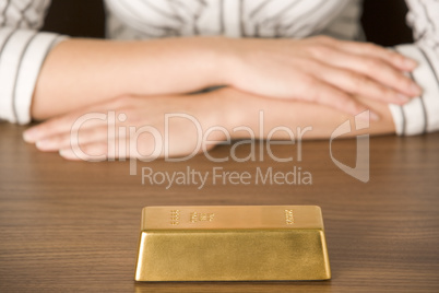 Gold Bar On Desk