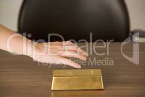 Gold Bar On Desk
