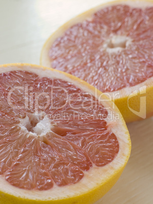 Halved Pink Grapefruit