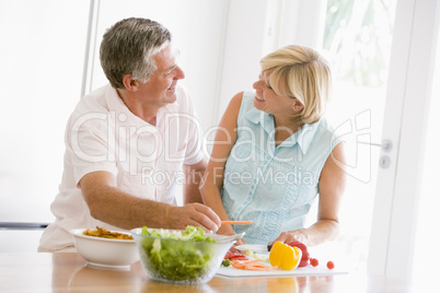 Husband And Wife Preparing meal,mealtime Together