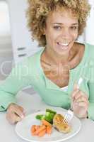 Woman Eating Healthy meal,mealtime