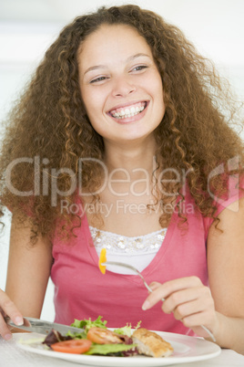 Young Woman Enjoying Healthy meal,mealtime