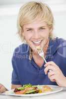 Young Man Enjoying meal,mealtime