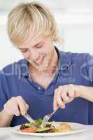 Young Man Enjoying meal,mealtime