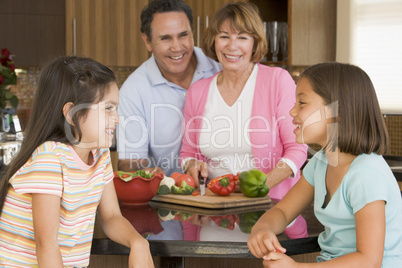 Family Preparing meal,mealtime Together