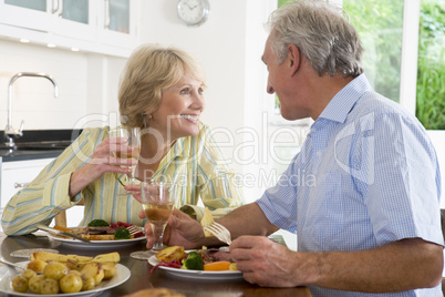 Elderly Couple Enjoying meal,mealtime Together