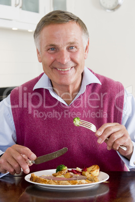 Man Enjoying Healthy meal,mealtime