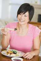 Women Eating meal,mealtime With Chopsticks