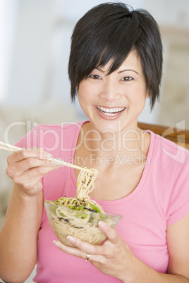 Women Eating meal,mealtime With Chopsticks