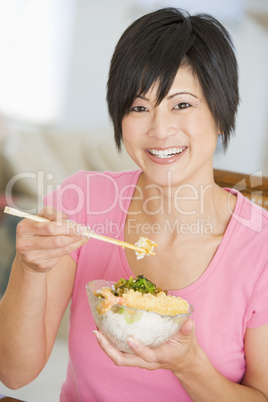 Women Eating meal,mealtime With Chopsticks