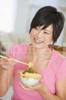 Women Eating meal,mealtime With Chopsticks