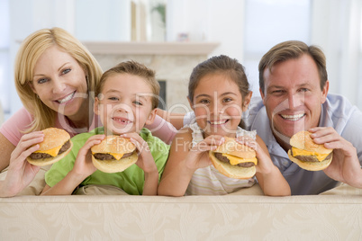 Family Eating Cheeseburgers Together