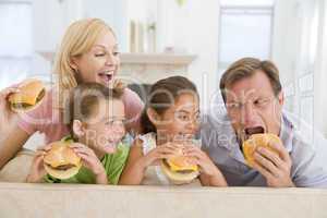 Family Eating Cheeseburgers Together