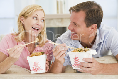 Couple Eating Takeaway meal,mealtime Together