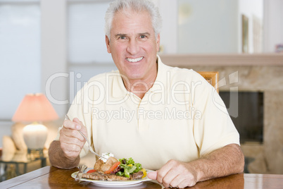 Man Enjoying Healthy meal,mealtime