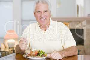 Man Enjoying Healthy meal,mealtime