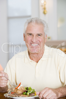 Man Enjoying Healthy meal,mealtime