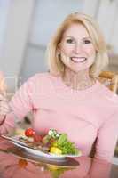 Woman Enjoying Healthy meal,mealtime