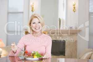 Woman Enjoying Healthy meal,mealtime