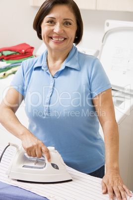 Woman Ironing Shirt