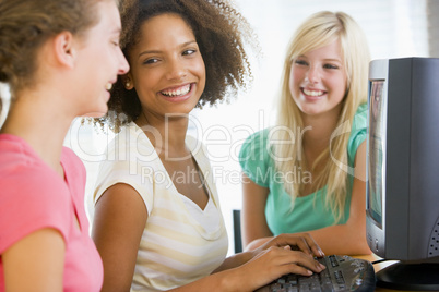 Teenage Girls Using Desktop Computer